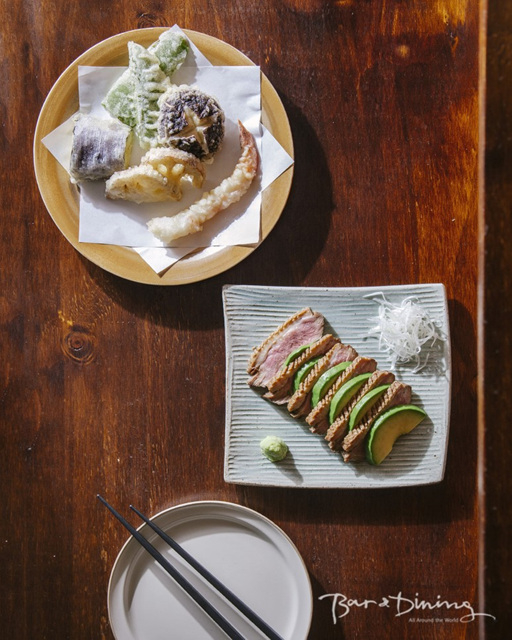 덴푸라 5종 모둠, 저온 조리 오리 가슴살과 아보카도