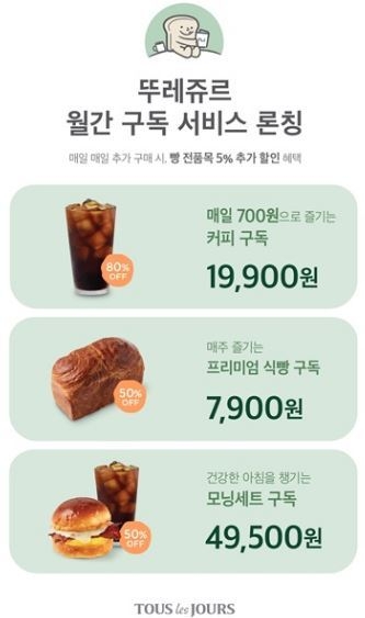 뚜레쥬르 직영점 9곳에서 선보이는 월간 구독 서비스 /사진 제공=CJ푸드빌