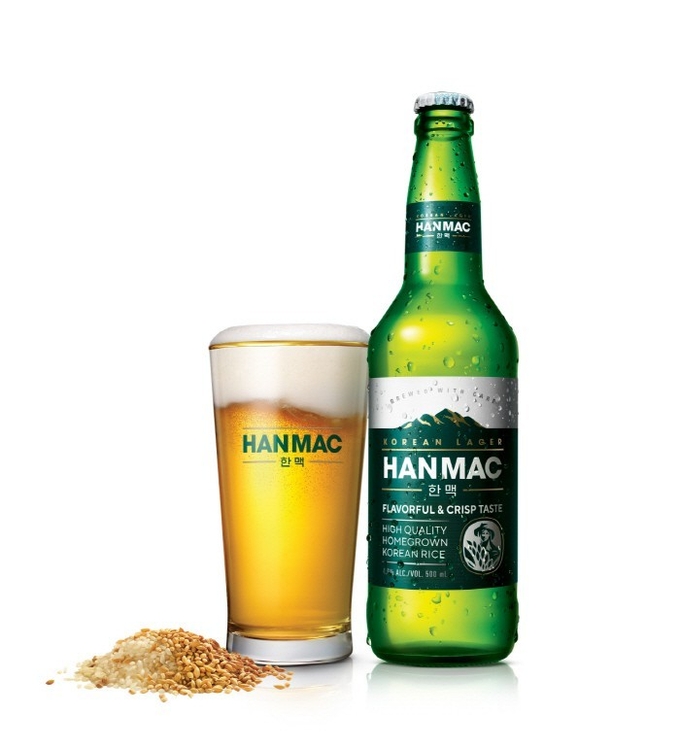 국내산 쌀을 사용한 '한맥(HANMAC)'