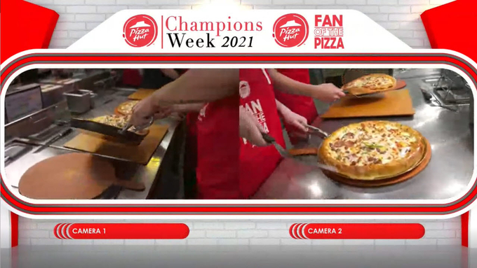 피자헛 한국대표팀이 줌(Zoom)을 통해 ‘Fan of the pizza 2021’에 참가해 팬피자 메이킹에 도전하고 있다.