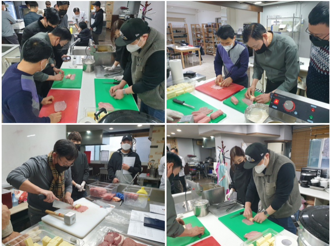 메뉴개발 세미나 참석해 실습 중인 참가자들