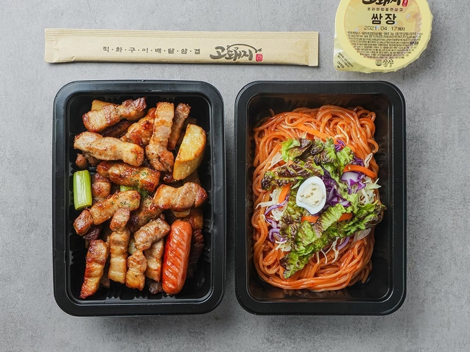 직화 삼겹+쫄면