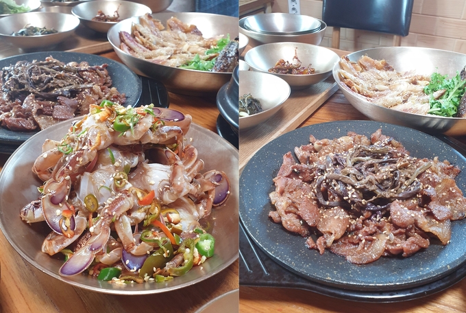 제주산 금게를 사용한 해선 간장게장과 직화로 구운 숯불고기