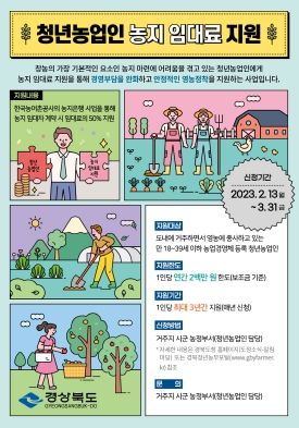 경북도, 청년농업인에게 농지 임대료 50% 지원 팍팍!!