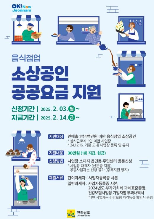 음식점업 소상공인 공공요금 지원