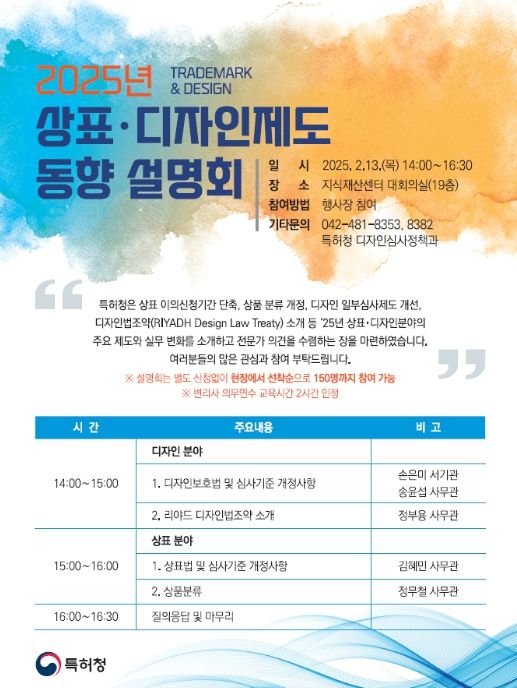 2025년 상표・디자인제도 동향 설명회 포스터