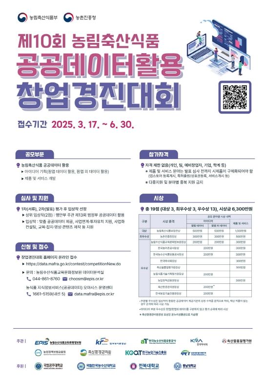 제10회 농림축산식품 공공데이터 활용 창업경진대회 포스터