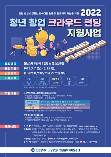 2022년 청년 창업 크라우드 펀딩 지원사업 포스터