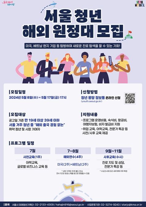 「서울 청년 해외 원정대」 참가자 모집 홍보 포스터