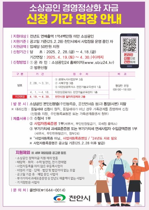 1. 소상공인 경영 정상화 자금 신청 기간 연장 안내문.