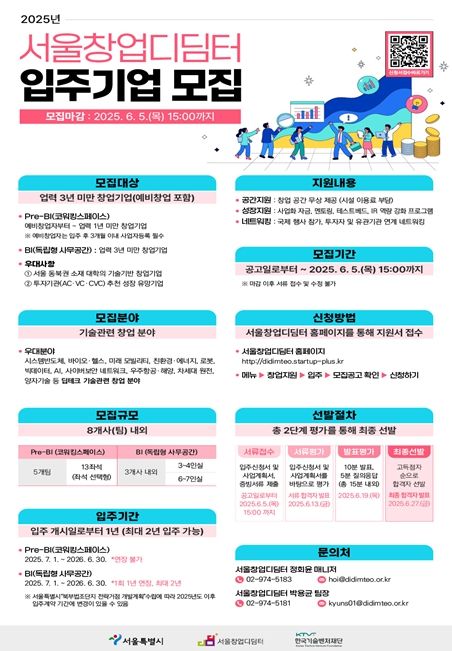 2025 서울창업디딤터 입주기업 모집 포스터